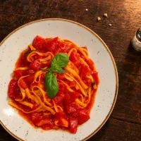 Fettuccine mit Tomaten und Basilikum