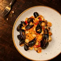 Spaghetti mit Mies- und Venusmuscheln